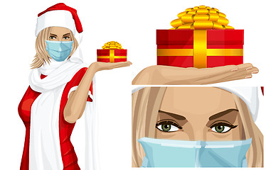 Image showing Vector Woman Waiting For Christmas