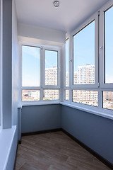 Image showing A general view of a small compact balcony in a high-rise building