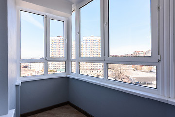 Image showing Glazed plastic balcony windows after renovation