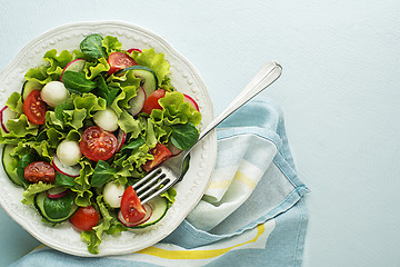 Image showing Green salad mozzarella