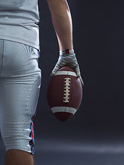 Image showing closeup American Football Player isolated on gray