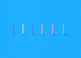 Image showing Greeting set from vertically standing birthday candles for cake.