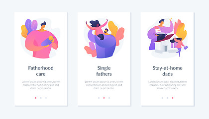 Image showing Men taking paternity leave mobile app UI kit.