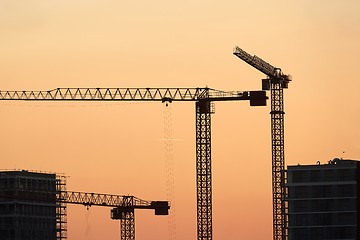 Image showing Tall Construction Cranes