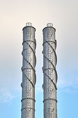 Image showing Two Industrial Chimneys