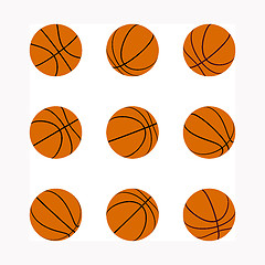Image showing Set of basketball balls with different rotation angles. Vector 3d