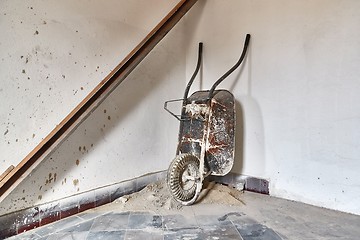 Image showing Wheel barrow on a construction site