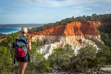 Image showing Views of the red and white rock formations in Ben Boyd National 