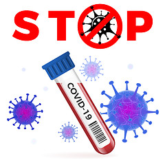 Image showing Stop 2019-nCoV Coronavirus test tube