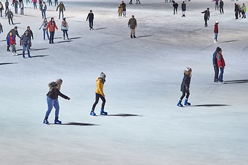 Image showing People skating on the ice rink in Budapest