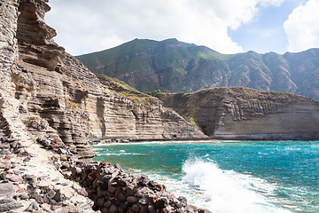 Image showing rough coast at Lipari Islands Sicily Italy