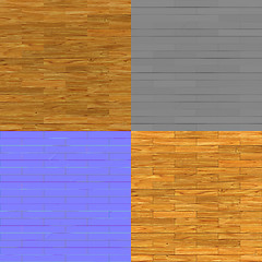 Image showing seamless parquet texture bump map diffuse map and normal map for