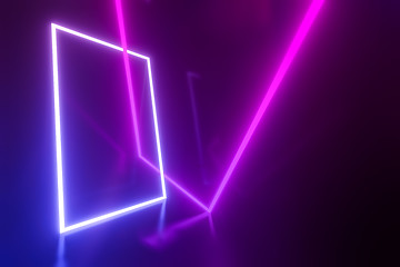 Image showing turquoise and pink neon lights frame background