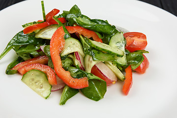 Image showing Vegetable salad on white plate