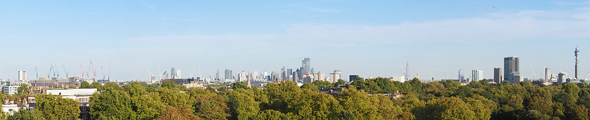 Image showing Wide panoramic view of London from Primrose hill