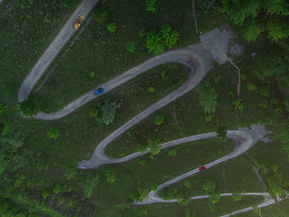 Image showing Aerial top vew of winding road