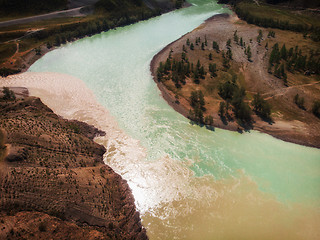 Image showing The confluence of two rivers