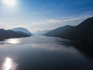 Image showing Aerial view on Teletskoye lake in Altai mountains