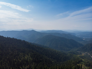 Image showing Aerial view on Teletskoye lake in Altai mountains