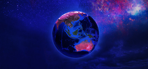 Image showing View of Earth from space in neon tone.