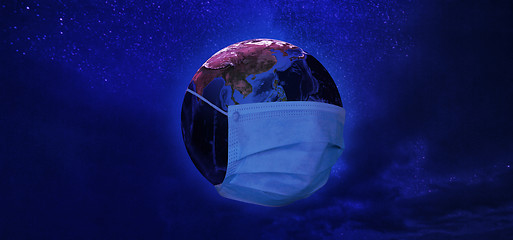 Image showing View of Earth from space with medical mask