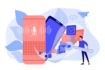 Image showing Smart speaker apps development concept vector illustration.