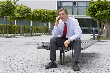 Image showing Businessman talking on mobile phone