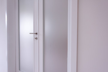 Image showing double glass door with white wooden frame