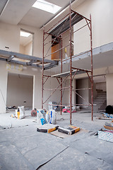 Image showing interior of construction site with scaffolding