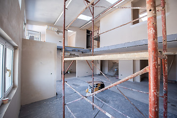 Image showing interior of construction site with scaffolding