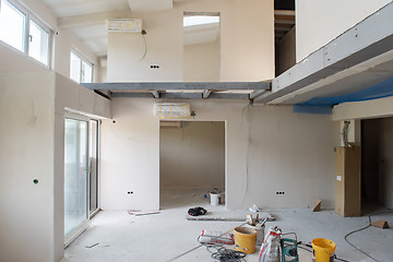 Image showing interior of construction site with scaffolding