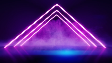 Image showing neon lights smoke background