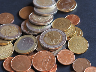 Image showing Euro coins, European Union over black