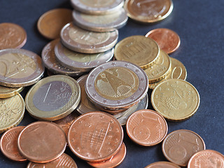 Image showing Euro coins, European Union over black