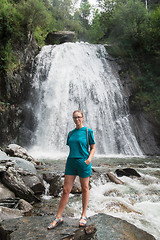 Image showing Woman at Korbu Waterfall