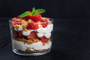 Image showing Strawberry with cookie and cream dessert