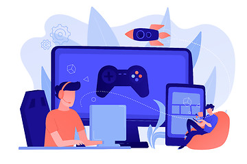 Image showing Cross-platform play concept vector illustration.