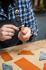 Image showing Concept of handmade craft production of leather goods.