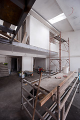 Image showing interior of construction site with scaffolding