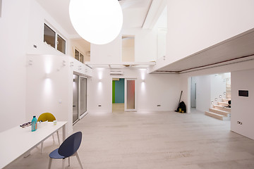 Image showing Interior of empty stylish modern open space two level apartment