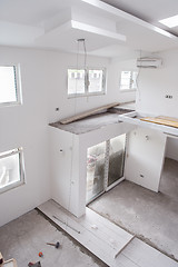 Image showing interior of construction site with white drywall