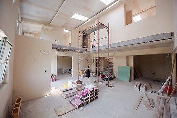 Image showing interior of construction site with scaffolding