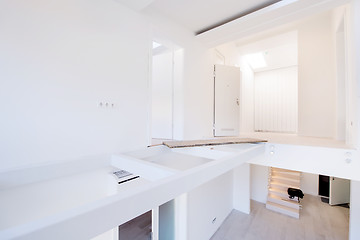 Image showing Interior of empty stylish modern open space two level apartment