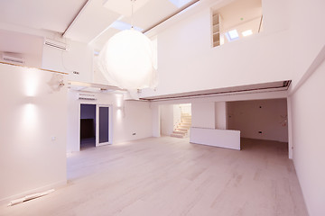 Image showing Interior of empty stylish modern open space two level apartment