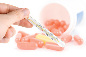 Image showing Human Hand with thermometer