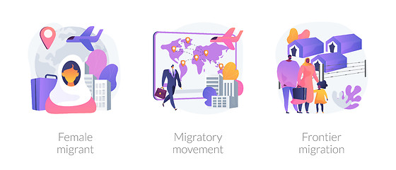 Image showing Refugees of war and gender discrimination abstract concept vector illustrations.