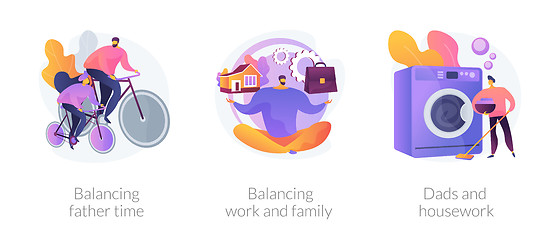 Image showing Father career and family balance abstract concept vector illustrations.