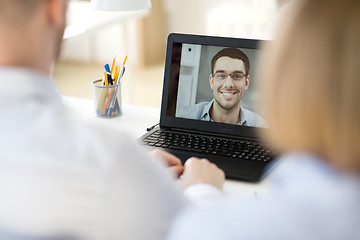 Image showing business team having video conference at office
