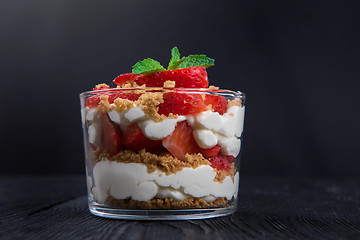 Image showing Strawberry with cookie and cream dessert