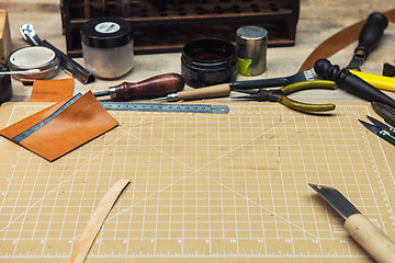 Image showing Leathermaker\'s work desk